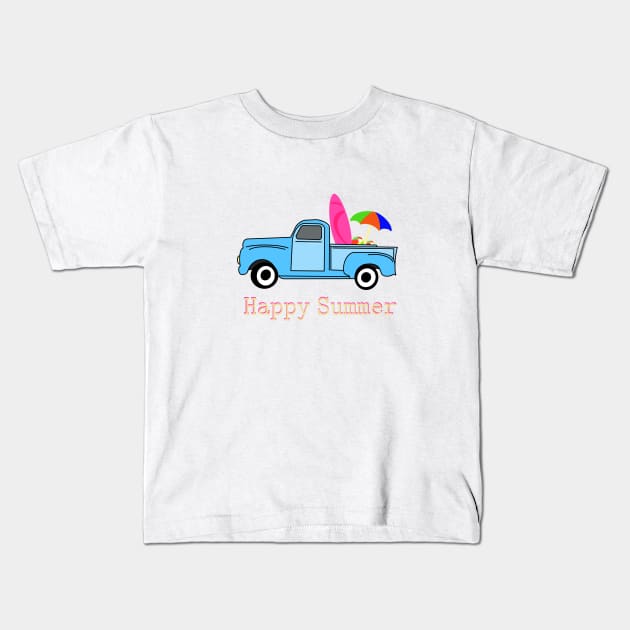 Summer  Beach truck Kids T-Shirt by morgananjos